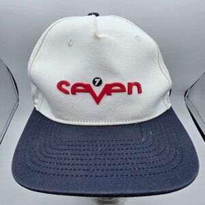 Seven 7 Micro Brand 5 Panel Hat Navy White Adjustable Snapback Hat Cap Casual